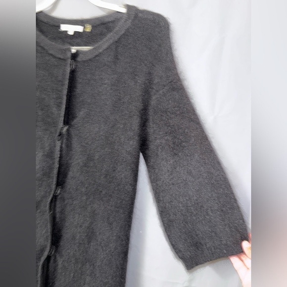 Minnie Rose Black Raccoon Rabbit Hair Wool Sweater Cardigan Size XS - Picture 3 of 8